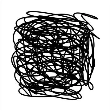 Scribble chaotic tangled line. Doodle chaotic tangled thin line, curls, swirl Stock Illustration