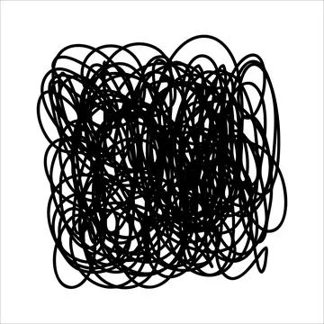 Scribble chaotic thin line. Doodle chaotic sketch line, curls, swirl, twirl Stock Illustration