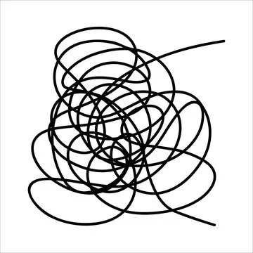 Scribble chaotic thin line. Doodle chaotic thin line, curls, swirl, twirl, Stock Illustration