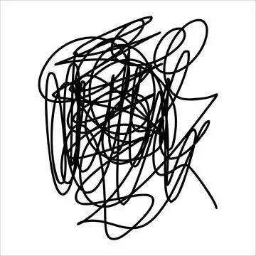 Scribble chaotic thin line. Doodle chaotic thread line, curls, swirls, twirl, Stock Illustration
