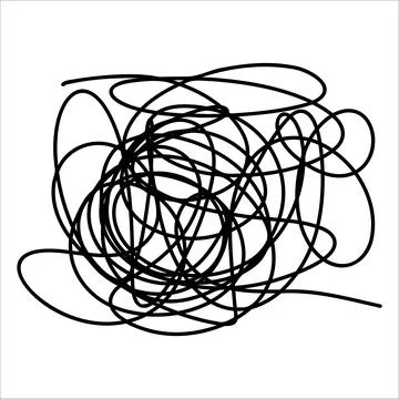 Scribble chaotic thin line. Doodle chaotic scribble line, curls, swirl, twirl Stock Illustration
