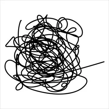 Scribble chaotic thin twirl line. Doodle chaotic twirl line, curls, swirls Illustrazione stock