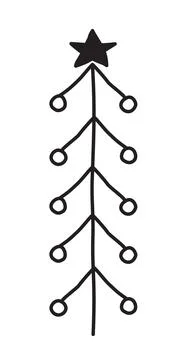 Scribble Christmas Pine Tree with decoration and a star Stock-Illustration