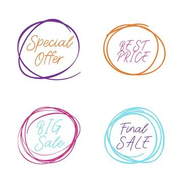 Scribble circle drawn in scetch. Special offer and big sale, final sale. Line 库存插图
