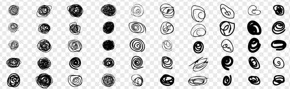 Scribble circle point vector hand drawn doodle. Messy chaotic scribble circle Stock Illustration