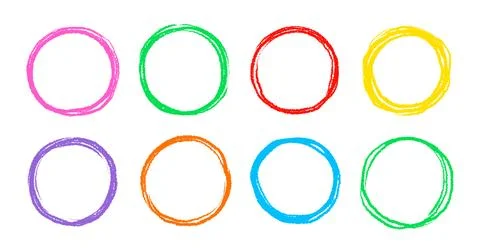 Scribble circle round vector frame. Hand drawn rough scribble effect line Stock Illustration