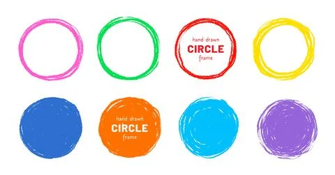 Scribble circle round vector frame. Hand drawn rough scribble effect line Stock Illustration