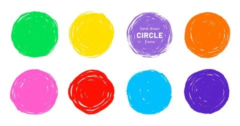 Scribble circle round vector frame. Hand drawn rough scribble effect line Stock Illustration