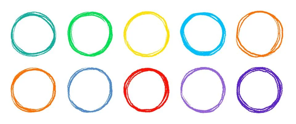 Scribble circle round vector frame. Hand drawn rough scribble effect line Stock Illustration