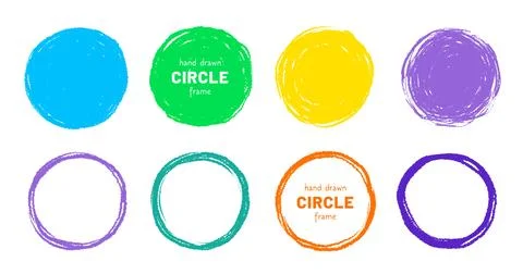 Scribble circle round vector frame. Hand drawn rough scribble effect line Stock Illustration