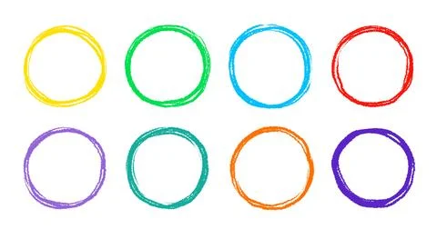 Scribble circle round vector frame. Hand drawn rough scribble effect line Illustrazione stock