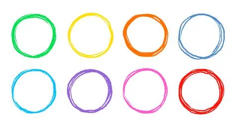 Scribble circle round vector frame. Hand drawn rough scribble effect line Illustrazione stock