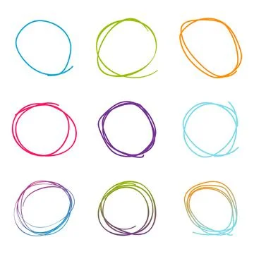 Scribble circle set. Set in drawn style. Sketch design. Vector Stock Illustration