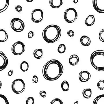 Scribble circles hand drawn seamless vector pattern. Stock Illustration