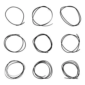 Scribble circles set, on a white background Illustrazione stock