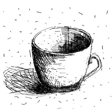Scribble coffee cup isolated on white background. Hand drawing sketch Stock Illustration