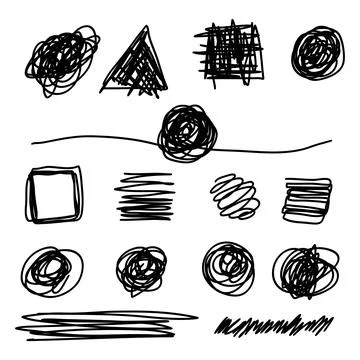 Scribble Collection Rectangle Ball Hand Drawn Pen Scribble Set.Vector Illus.. Stock Illustration