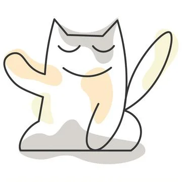Scribble. Cute cat logo icon Simple and minimalistic drawing of a tricolor ki Stock Illustration