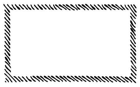 Scribble diagonal hatching along the rim frame rectangle. Hand drawn symbols. Illustrazione stock