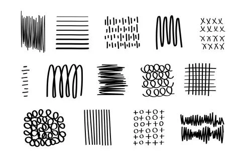Scribble doodle abstract geometric shapes set Stock Illustration