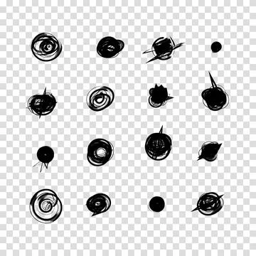 Scribble doodle circle and point. Collection black shapes dots and drops. S.. Stock Illustration