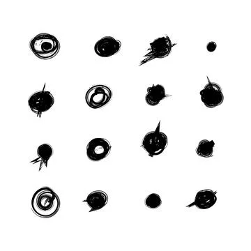 Scribble doodle circle and point. Collection black shapes dots and drops. S.. Stock Illustration