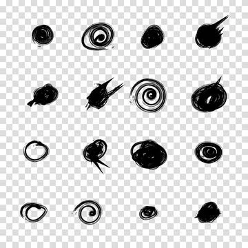 Scribble doodle circle and point. Collection black shapes dots and drops. S.. Stock Illustration