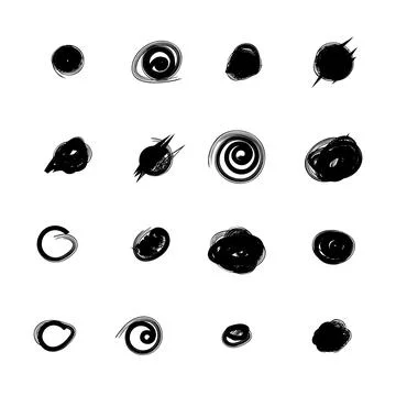 Scribble doodle circle and point. Collection black shapes dots and drops. S.. 스톡 일러스트