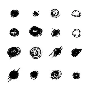 Scribble doodle circle and point. Collection black shapes dots and drops. S.. Stock Illustration