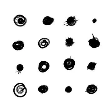 Scribble doodle circle and point. Collection black shapes dots and drops. S.. Stock Illustration