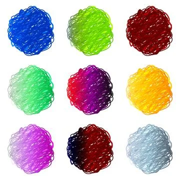 Scribble Doodle Circle Set of 9 Stock Illustration