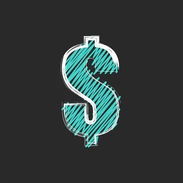 Scribble doodle dollar sign, collage style infographic with neon colors Stock Illustration