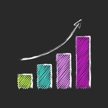 Scribble doodle growth finance , chart, collage style infographic with neon.. Illustrazione stock