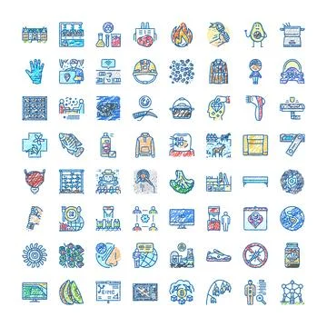 Scribble doodle hand drawn icons collecting multiple concepts Stock Illustration