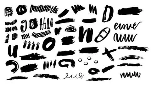 Scribble doodle paint underline set vector illustration. Pen shape abstract.. Stock Illustration