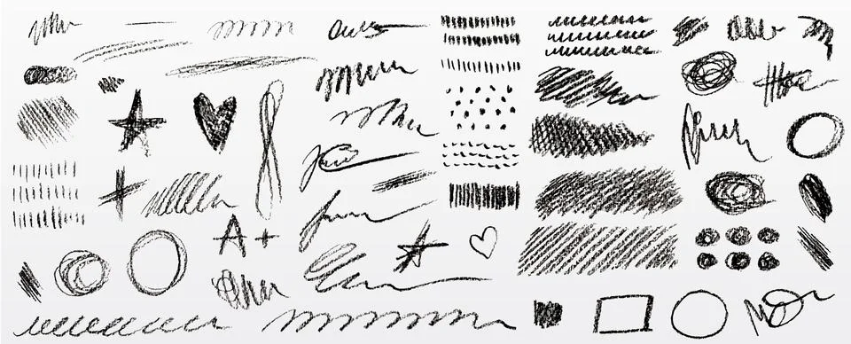 Scribble doodle set with ink and crayon textures イラスト素材