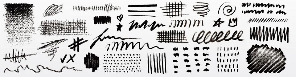 Scribble doodle set with ink and crayon textures Stock Illustration