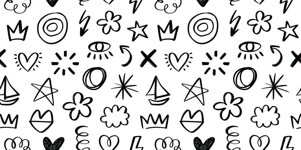 Scribble Doodles Abstract Seamless Pattern Print Illustrazione stock