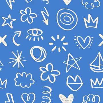 Scribble Doodles Abstract Seamless Pattern Print 스톡 일러스트