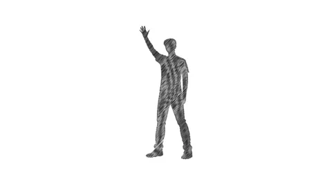 Scribble drawing animation of man waving hand isolated on white Stock Footage 347786247