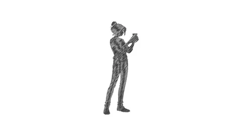 Scribble drawing animation of woman reading book Stock Footage 347786853