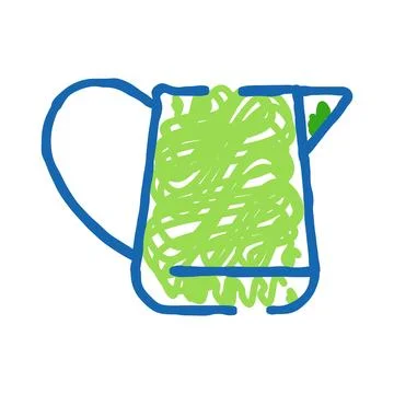 Scribble drawing of a pitcher with green filling Stock Illustration