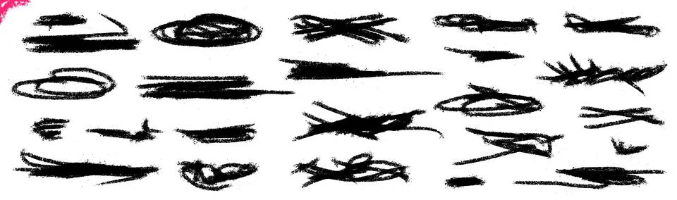 Scribble element scratch with pencil and charcoal doodles for annotation and Ilustración de archivo