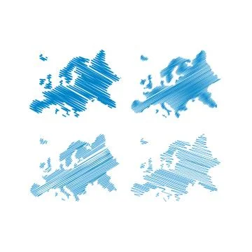 Scribble Europe map vector Stock Illustration