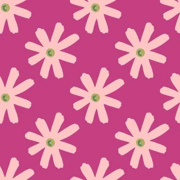 Scribble geometric botanic seamless pattern in pink tones. Summer abstract ba Stock Illustration