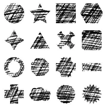 Scribble geometric shapes on white background Stock Illustration
