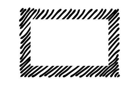 Scribble hatching along the rim frame rectangle. Hand drawn symbols. Illustrazione stock