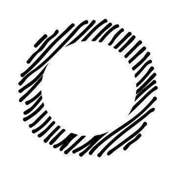 Scribble hatching along the rim frame circle. Hand drawn symbols Illustrazione stock