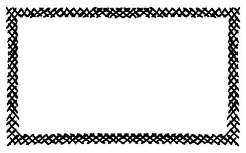Scribble hatching criss cross along the rim frame rectangle. Hand drawn 스톡 일러스트