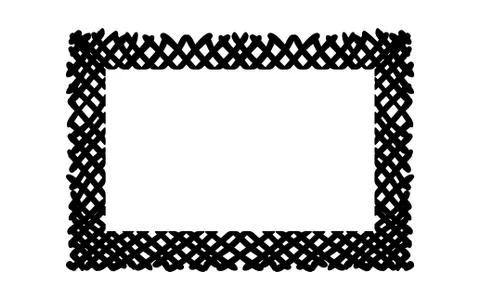 Scribble hatching criss cross along the rim frame rectangle. Hand drawn Illustrazione stock